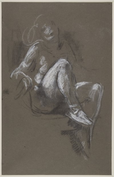Seated Nude Girl Wearing Ballet Shoes by Henry Tonks